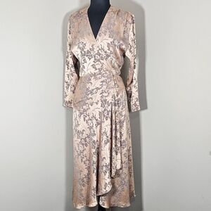 Vintage 80's BB Collections Jaquard Wrap Swing Dress Feminine 12 Runs Small